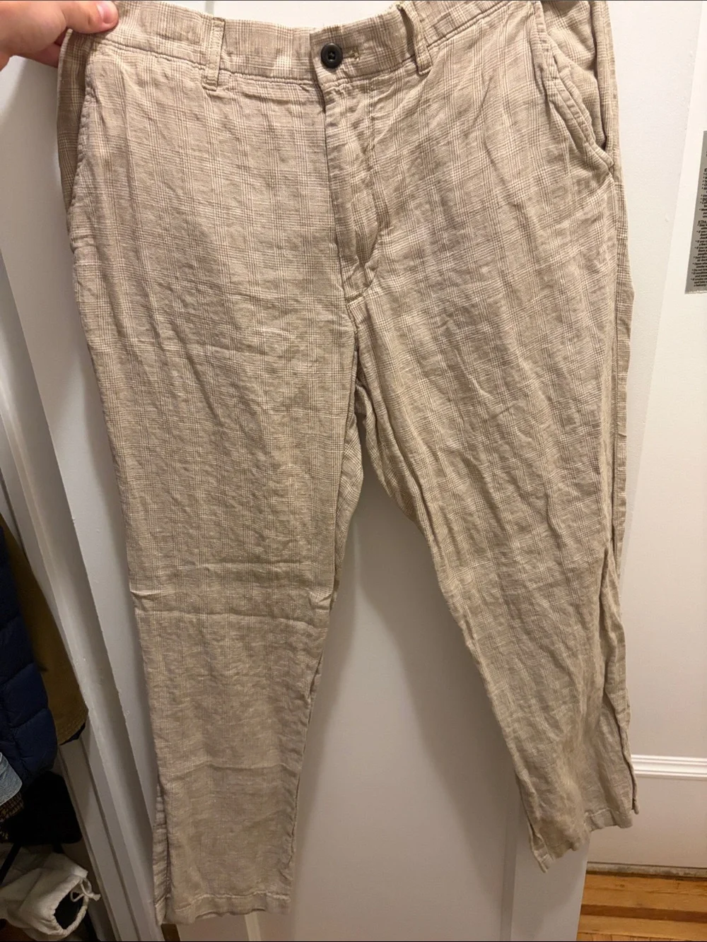 J. Crew Men's Tan Classic Fit Linen Trousers
